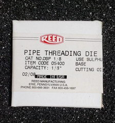 REED PIPE THREADING SET 6 Die 1/8&Prime;-1&Prime;; 3 Diestock 2&Prime;, 2.5&Prime; and 4&Prime;