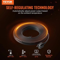 Self-Regulating Pipe Heating Cable, 12FT 5W/FT Heat Tape for Pipes Freeze Protec