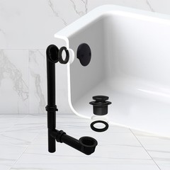 Westbrass 593144-62 14&Prime; Black Tubular Bathtub Waste & 1-Pack, Matte