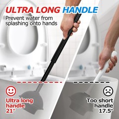 FORASTO 3Pack 2 in 1 Toilet Brush and Plunger Set, Extended 3Pack, Black