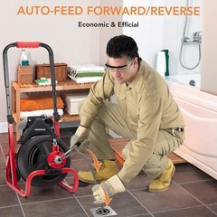 ✈️75Ft x1/2 Inch Drain Cleaner Machine Auto-feed Electric Drain Auger Profession