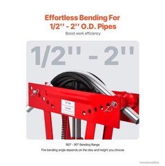 12 Ton Hydraulic Pipe Bender Manual Metal Tube Bending Machine 6 Dies 1/2 2