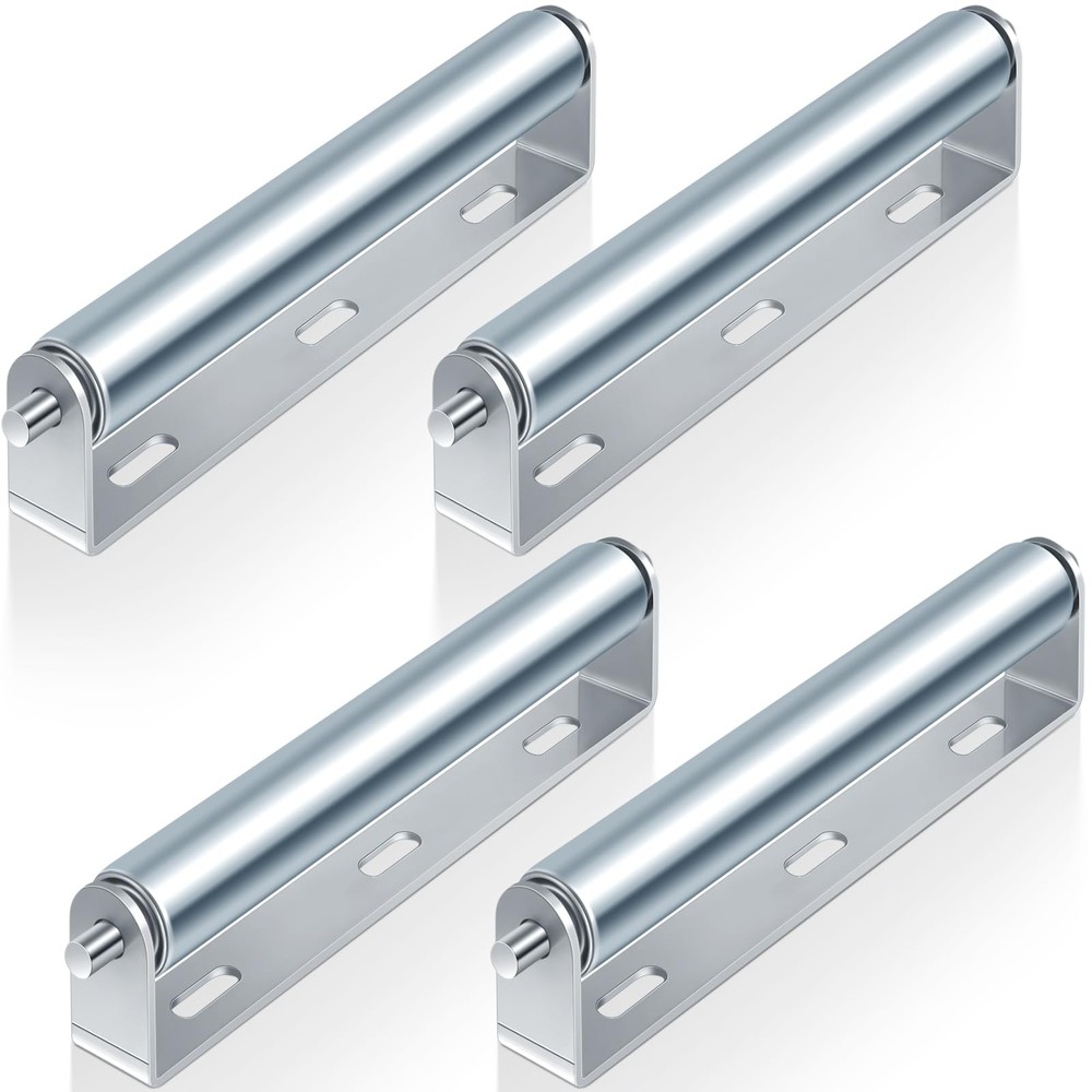 Therwen 4 Sets 1.5&rdquo; Diameter Conveyor Rollers with Stands 10&rdquo; silver