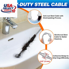 Auto Feed Drain Auger 33ft with Drill Adapter for Clog Removal