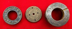LOT T28 VINTAGE REED MFG CO PIPE THREADING TOOL PARTS, INCL. 3/8 R & 3/4 R DIES