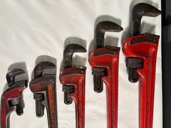 Ridgid 24&Prime; 18&Prime; 14&Prime; 12&Prime; ＆ 10&Prime; Offset H.D. Pipe Wrenches Ridge Tool Elyria OH USA