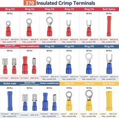 Insulated Ratcheting Crimper Tool Kit AWG20-10 with New Handle Design, 370PCS