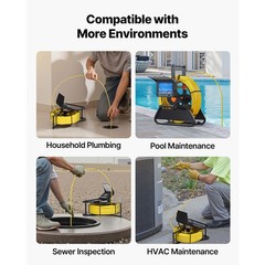 Uimoso 98 ft Sewer Inspection Camera with Self-Leveling and 4.3&Prime; HD Display
