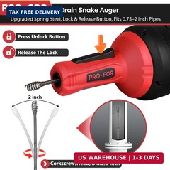 Drain Auger, 16.4FT Plumbing Snake Drain Clog Remover, Manual & Drill Powered Dr