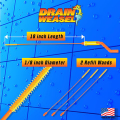 Drain Weasel Sink Snake Hair Clog Remover Tool Kit, Sink, Pipe, Bathroom, Bathtu