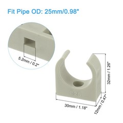 100Pcs U-Shaped Water Pipe Clamps, PPR Pipe Clips Fit for 25mm/0.98&Prime; OD, Grey