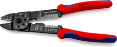 KNIPEX Crimping Pliers 97 21 215 SB with Black Handles and Silver Finish