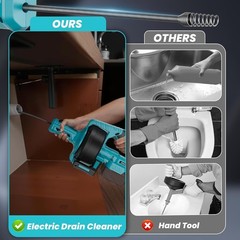 Cordless Drain Auger for Makita 18V Battery: Efficient 610 RPM Plumbing Snake Dr