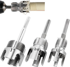 PVC Pipe Threader Kit 1/2 3/4 NPT Internal External Threading Tool Drill Set 2PC