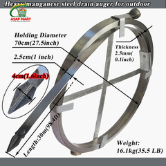 Heavy Duty Sewer Drain Snake for Outdoor,Flat,Manual,Length 30M/98.4Ft,Width 2.5