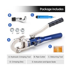 IBOSAD Copper Tube Fittings Hydraulic Pipe Crimping Tool with 1/2&Prime;,3/4&Prime; and 1&hellip;