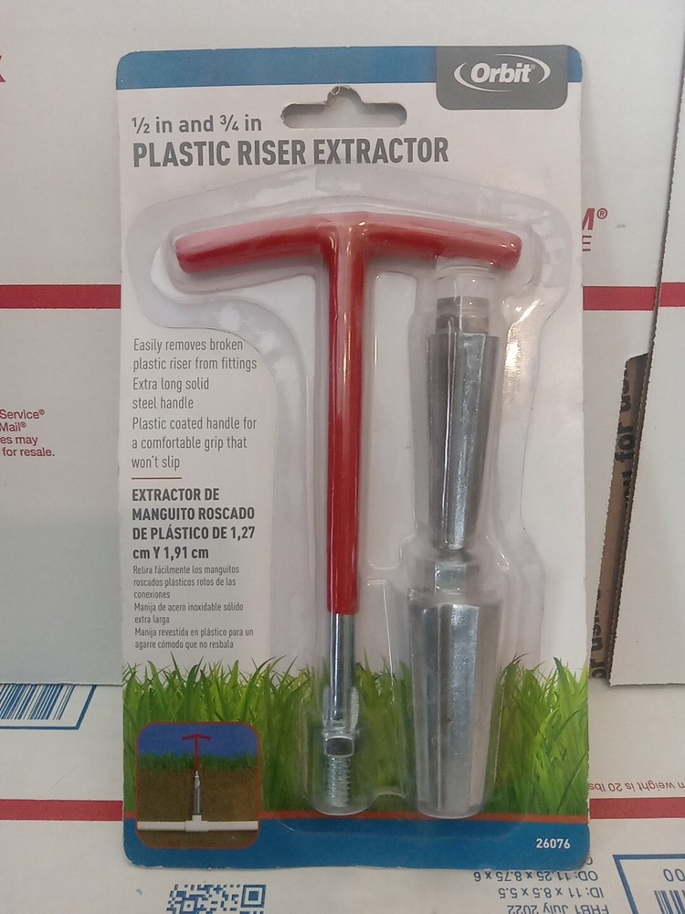 Orbit 26076 Sprinkler System 1/2&Prime; & 3/4&Prime; Plastic Pipe Nipple Riser Extractor F1
