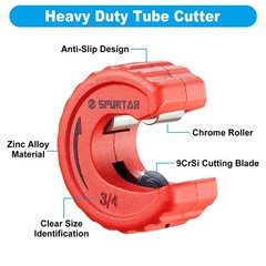 Spurtar 4pcs Pipe Cutter Tool Set 3pcs Copper Tubing 1/2&Prime; 3/4&Prime; 1&Prime;