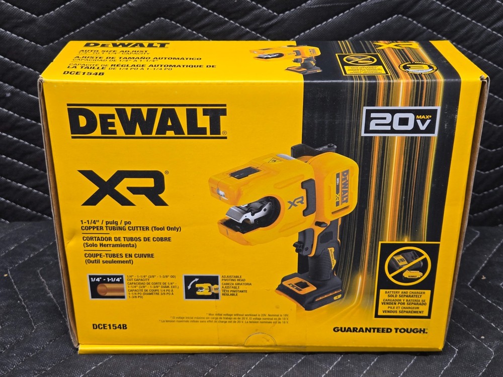 DeWALT DCE154b Copper Tubing Cutter 20v Cordless 1/4&Prime; to 1-1/4&Prime; NIB