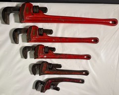Ridgid 24&Prime; 18&Prime; 14&Prime; 12&Prime; ＆ 10&Prime; Offset H.D. Pipe Wrenches Ridge Tool Elyria OH USA