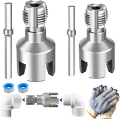 2-in-1 PVC Pipe Threader Kit with 1/2&Prime; & 3/4&Prime; Dies &ndash; Complete Dual Function I&hellip;