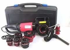 2 in 1 Reversible Electric Pipe Threader Threading Machine w/Cutter & 6 NPT Dies