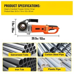 Electric Pipe Threading Machine, 2300W 110V w/ 6 Dies 1/2&Prime;-2&Prime; & Case