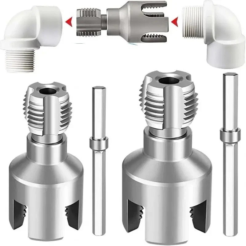 2pcs Integrated Internal & External Pipe Threading-Tool,PVC Pipe Threader Kit
