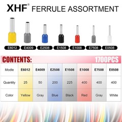 1700 PCS Insulated Wire End Ferrules with Hexagonal Crimper Tool Kit by XHF