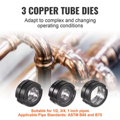 Copper Press Tool Kit, 1/2 In., 3/4 In., 1 In. Quick-Change Jaws, 360&deg; Rotatable