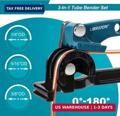 LIBRATON Tube Bender, Copper Tubing Bender 180 Degrees, 3-in-1 Manual Tubing Ben