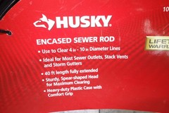 Husky Encased Sewer Rod 40ft Plumbing Tool Drain Snake Cleaner Clearing Cleaning