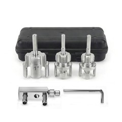 5-Piece Pipe Threading Tool Kit with 1/2&Prime; 3/4&Prime; 1&Prime; Dies, Bolt Extractor, Steel Ca
