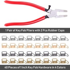 40pc Key Fob Hardware Set &ndash; 1 Inch Keychain Hardware with Pliers for Wristlet, L
