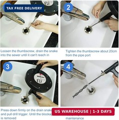 FLSEPAMB Drain Auger 25 Ft Plumbing Snake Snake Drain Clog Remove Tool Professio