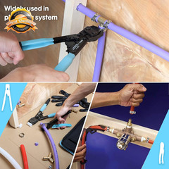 PEX Crimping Clamp Cinch Tool Pipe Cutter Kit SS Clamps Storage Bag 30P