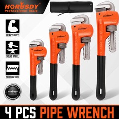 4pc Heavy Duty Pipe Wrench Set Monkey Heat Treated Adjustable 8&Prime; 10&Prime; 12&Prime; 14&Prime; NEW
