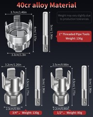 Heavy-Duty PVC Pipe Threader Kit &ndash; 3PCS Plastic Tool for 1/2&Prime;, 3/4&Prime;, 1&Prime; Pipes