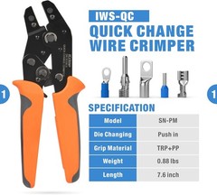 iCrimp Quick Change Ratcheting Crimper Tool Kit, Automotive Service Kit, for Cri