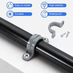 6pcs 2-1/2 Inch Pipe Straps 2 Holes Plastic Conduit Strap with Ribs, Gray