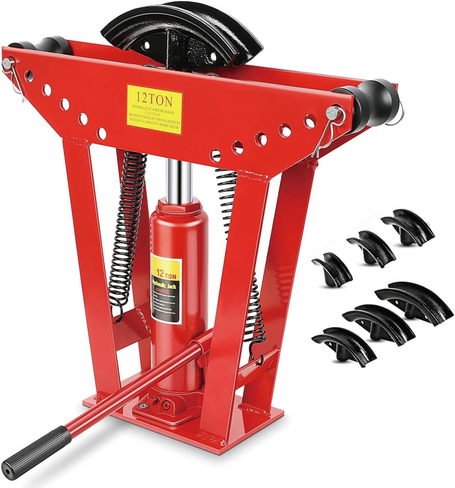 12 Ton Hydraulic Pipe Bender with 6 Dies for Copper & Steel Tubing