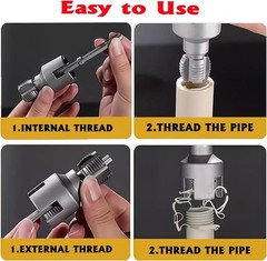 3-Piece PVC Pipe Threader Kit &ndash; 1/2&Prime; 3/4&Prime; 1&Prime; NPT Internal & External Tools
