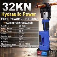 AMZCNC 18V Press Tool Electric Pipe Crimper Copper 1/2 3/4 1in Kit Pro Cyan