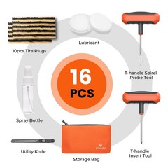 Flat Tire Repair Kit with Plugs 16 Pcs, Heavy Duty Tire Plug Kit for Car, Mot&hellip;