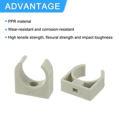 100Pcs U-Shaped Water Pipe Clamps, PPR Pipe Clips Fit for 25mm/0.98&Prime; OD, Grey