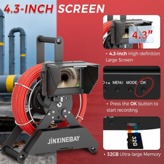 Sewer Inspection Camera with 65FT Cable, Night Vision & 32GB DVR Monitor