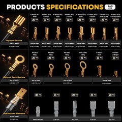 Crimping Tool Kit, 14-Type Open Spade & Quick-Disconnect Connector Set (2.8/3.9/