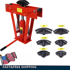 Hydraulic Pipe Bender 12 Ton Tube Bender w/6 Dies Adjustable Rollers 90&deg;-180&deg;