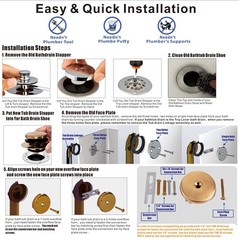 Champagne Bronze Universal Tub Drain Tip Toe Tub Conversion Kit Assembly, Art&hellip;