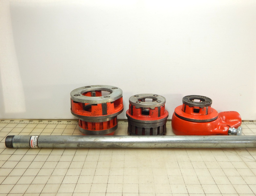 Ridgid Ratchet 12-R Pipe Threader Die Head lot 3/4&Prime;, 1 & 2&Prime;, 2&prime; Bar